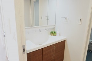 草加市新里町、マンションの洗面画像です