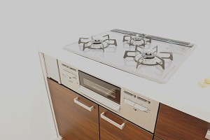 草加市新里町、マンションのキッチン画像です