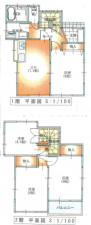 草加市新里町、中古一戸建ての間取り画像です