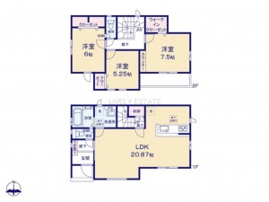 草加市清門、新築一戸建ての間取り画像です