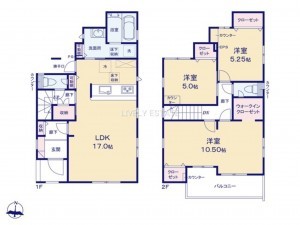 越谷市大字大里、新築一戸建ての間取り画像です