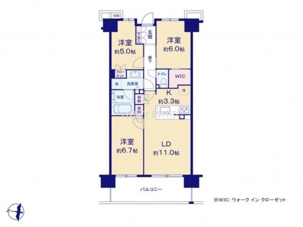 草加市草加、マンションの間取り画像です