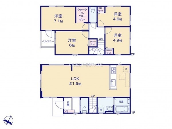 越谷市大沢、新築一戸建ての間取り画像です