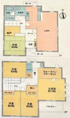 越谷市レイクタウン、中古一戸建ての間取り画像です