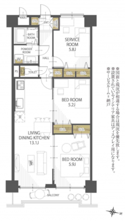 草加市栄町、マンションの間取り画像です