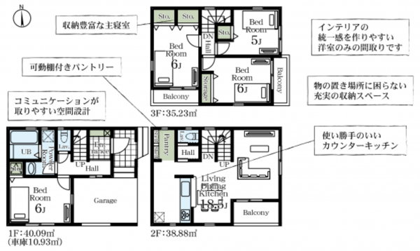 草加市手代、新築一戸建ての間取り画像です