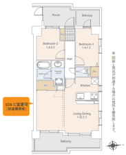 越谷市大字大里、マンションの間取り画像です