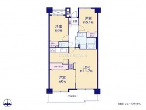 越谷市大字大里、マンションの間取り画像です