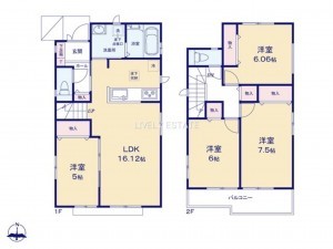 草加市青柳、新築一戸建ての間取り画像です