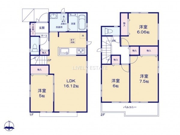 草加市青柳、新築一戸建ての間取り画像です