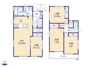 草加市青柳、新築一戸建ての間取り画像です