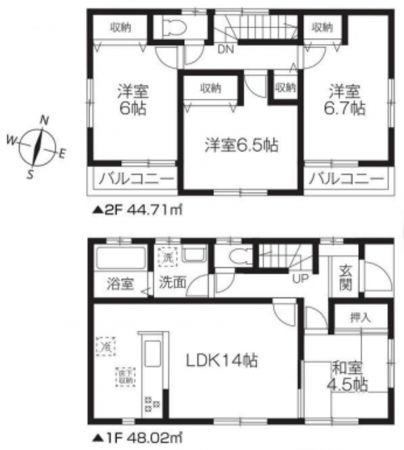 越谷市大間野町、中古一戸建ての間取り画像です