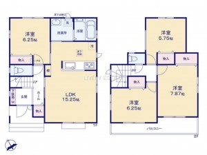 草加市谷塚上町、新築一戸建ての間取り画像です