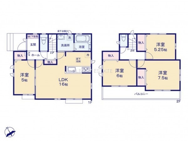 草加市谷塚上町、新築一戸建ての間取り画像です