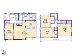 草加市谷塚上町、新築一戸建ての間取り画像です