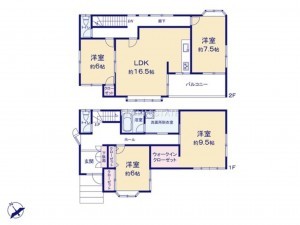 越谷市七左町、中古一戸建ての間取り画像です