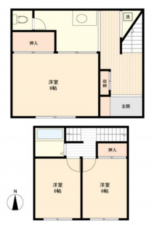 草加市神明、中古一戸建ての間取り画像です