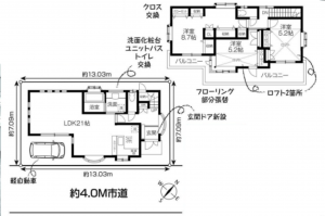 越谷市大字下間久里、中古一戸建ての間取り画像です