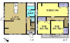 越谷市大字恩間、中古一戸建ての間取り画像です