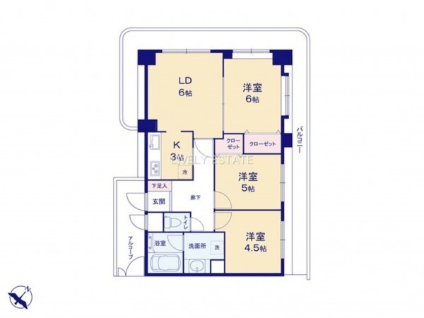 越谷市蒲生南町、マンションの間取り画像です