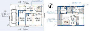 越谷市蒲生東町、新築一戸建ての間取り画像です
