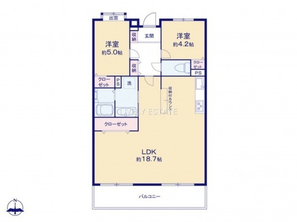 草加市瀬崎、マンションの間取り画像です