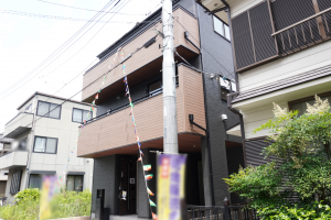 草加市八幡町、新築一戸建ての外観画像です