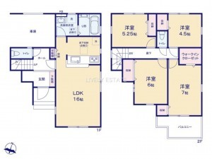 草加市柳島町、新築一戸建ての間取り画像です