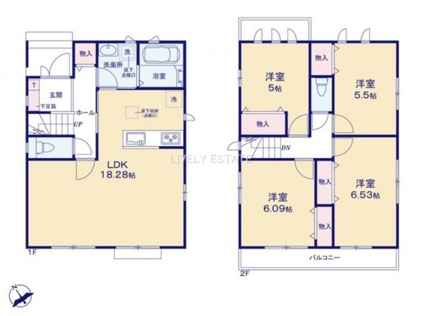 草加市青柳、新築一戸建ての間取り画像です