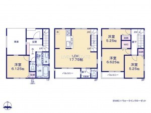 草加市柳島町、新築一戸建ての間取り画像です