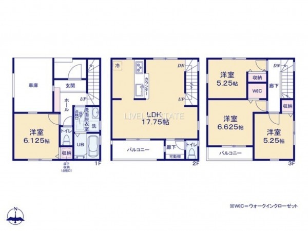 草加市柳島町、新築一戸建ての間取り画像です