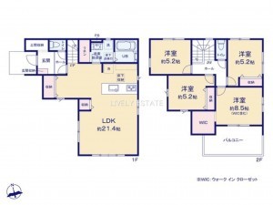 越谷市大字大竹、新築一戸建ての間取り画像です
