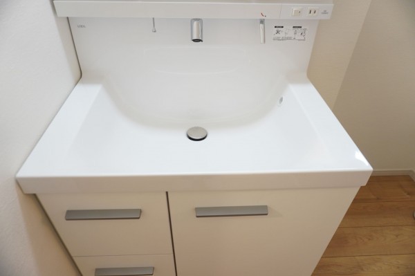 越谷市大字大竹、新築一戸建ての洗面画像です