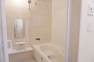 越谷市大沢、新築一戸建ての風呂画像です