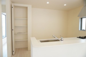 越谷市大沢、新築一戸建てのキッチン画像です