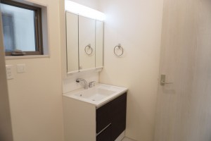 越谷市大沢、新築一戸建ての洗面画像です