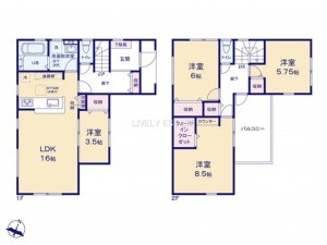草加市瀬崎、新築一戸建ての間取り画像です