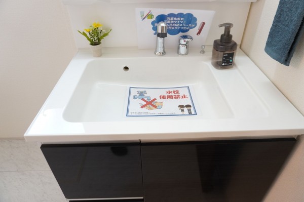 草加市瀬崎、新築一戸建ての洗面画像です