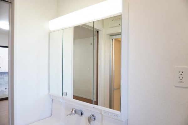 草加市金明町、新築一戸建ての洗面画像です