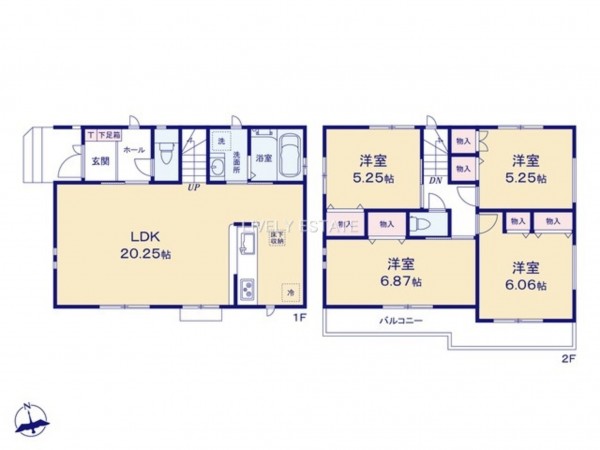 草加市金明町、新築一戸建ての間取り画像です