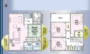 草加市長栄、新築一戸建ての間取り画像です