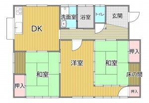 宮崎市下北方町、中古一戸建ての間取り画像です