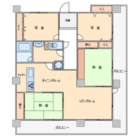 宮崎市芳士、マンションの間取り画像です