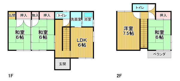 宮崎市郡司分、中古一戸建ての間取り画像です