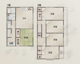 宮崎市曽師町、中古一戸建ての間取り画像です