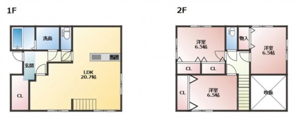 宮崎市吉村町、新築一戸建ての間取り画像です