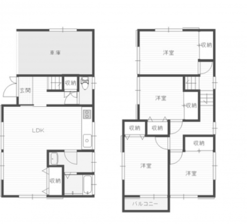 宮崎市、中古一戸建ての間取り画像です