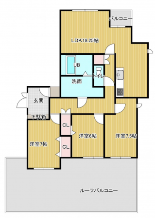 宮崎市淀川、マンションの間取り画像です