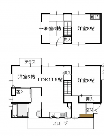 宮崎市丸山、中古一戸建ての間取り画像です