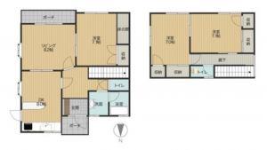 宮崎市、中古一戸建ての間取り画像です